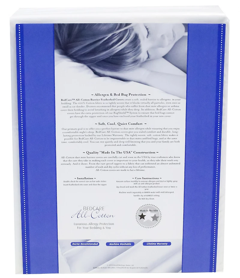 National Allergy® BedCare All Cotton Allergy and Bed Bug Proof Featherbed Cover