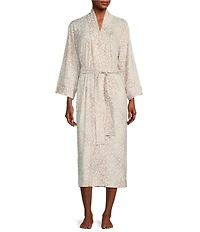 Natori Misty Leopard Print Long Sleeve Knit Robe