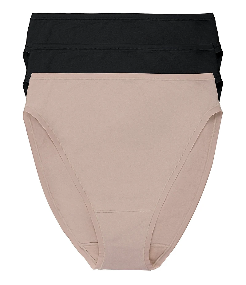 Natori Bliss Bare Cotton High-Cut Brief 3-Pack