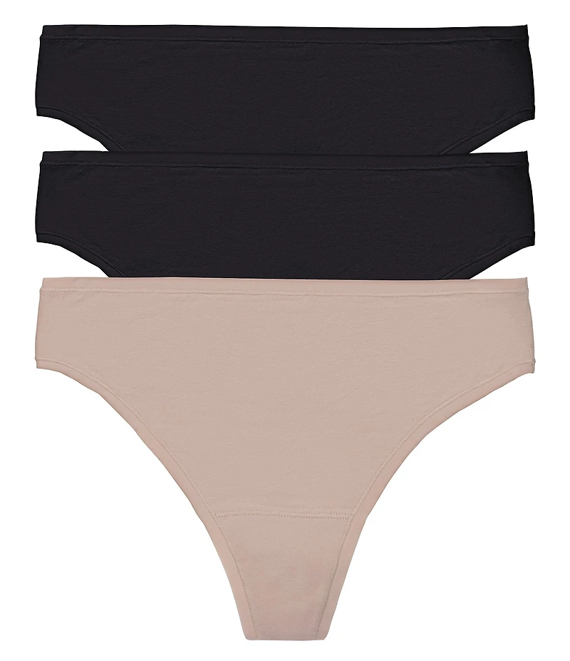 Natori Bliss Bare Cotton Thong 3-Pack