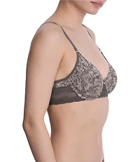 Natori Bliss Perfection Contour Underwire Lace Trim Chrome Python Printed T-Shirt Bra
