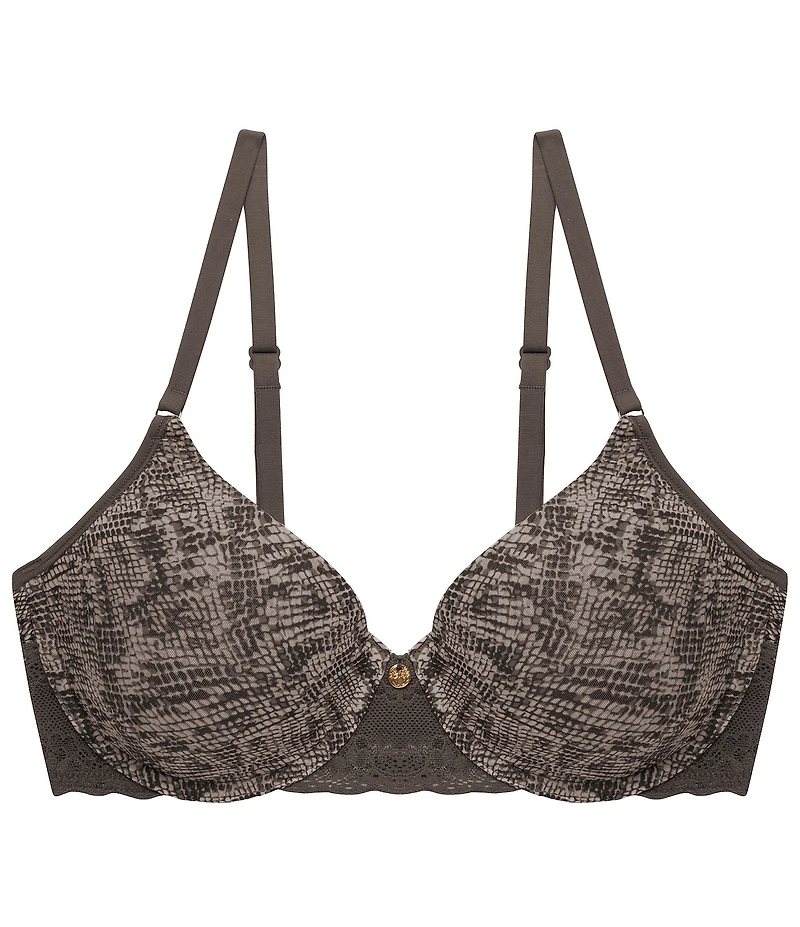 Natori Bliss Perfection Contour Underwire Lace Trim Chrome Python Printed T-Shirt Bra