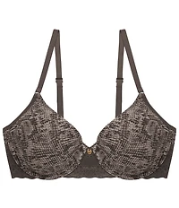 Natori Bliss Perfection Contour Underwire Lace Trim Chrome Python Printed T-Shirt Bra