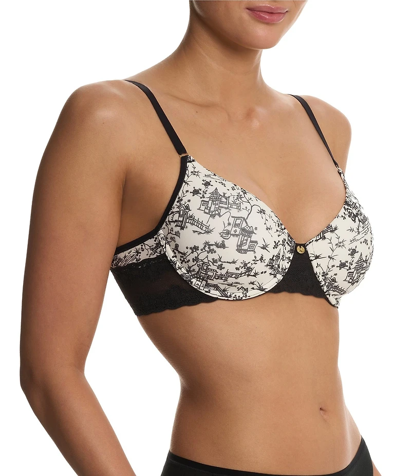 Natori Bliss Perfection Contour Underwire Lace Trim Toile Printed T-Shirt Bra
