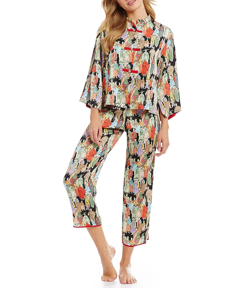 Natori Dynasty Crowded City Satin Coordinating Pajama Set