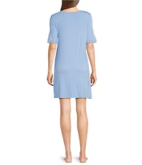 Natori Feathers Essentials Short Sleeve V-Neck Knit Sleepshirt