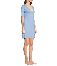 Natori Feathers Essentials Short Sleeve V-Neck Knit Sleepshirt