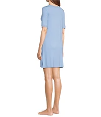 Natori Feathers Essentials Short Sleeve V-Neck Knit Sleepshirt