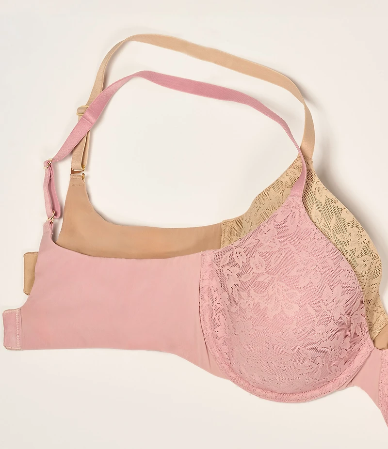 Natori Memoir Full Fit Memory Foam Convertible Underwire Floral Lace Bra