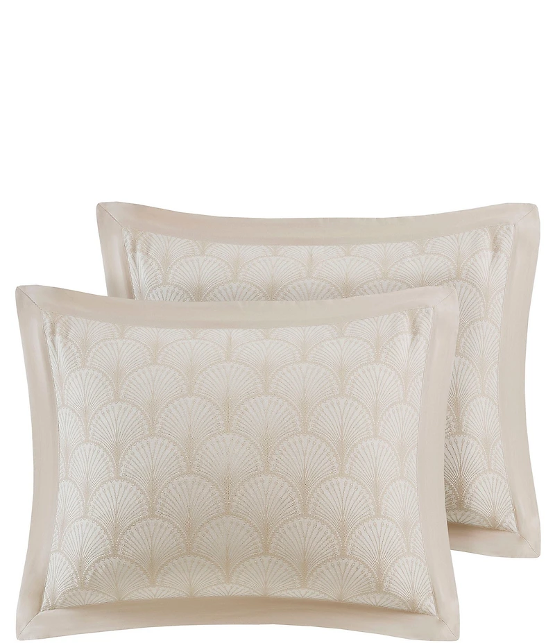 Natori Ogee All Over Scalloped Fan Jacquard Comforter Mini Set
