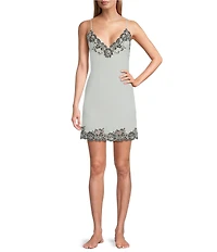 Natori Peony Enchant Knit Sleeveless V-Neck Lace Chemise