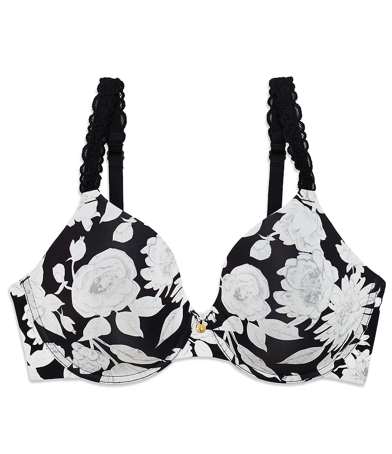Natori Pure Luxe Seamless Full-Busted Underwire U-Back Contour T-Shirt Floral Print Bra