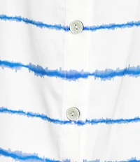 Natori Shibori Tie-Dye Long Sleeve Notch Collar Woven Cropped Pajama Set