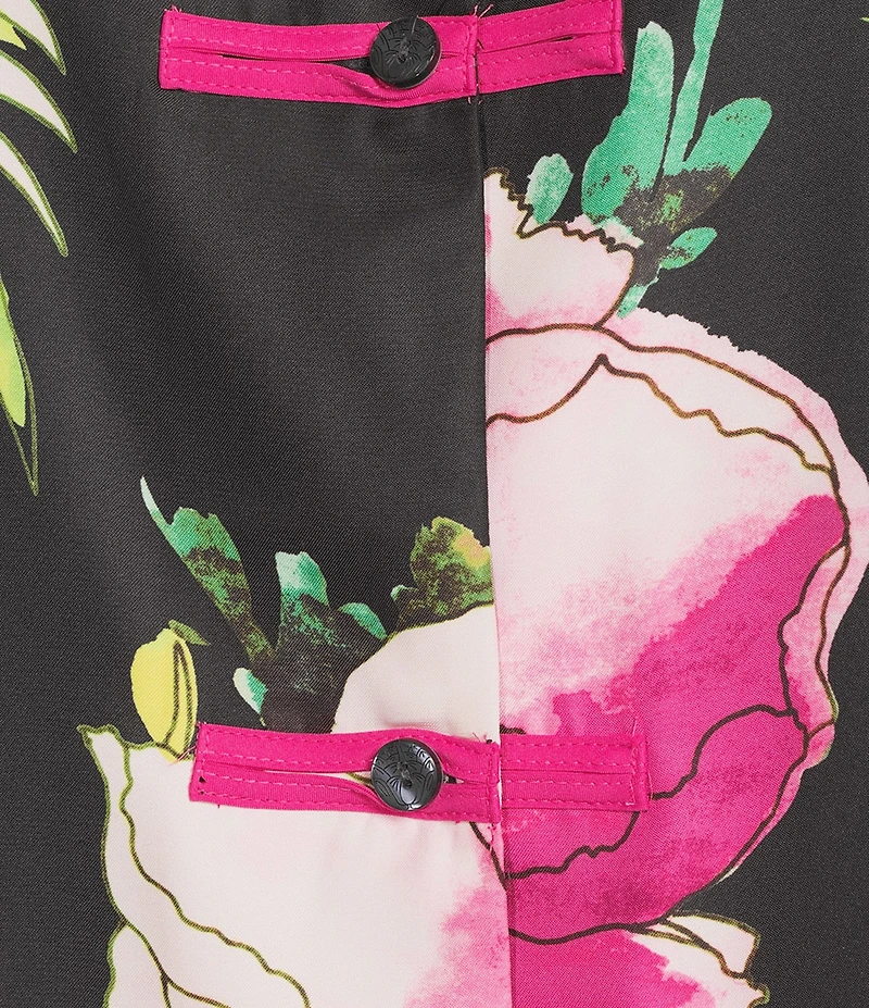 Natori Sonomi Long Sleeve Mandarin Collar Satin Floral Print Pajama Set