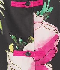 Natori Sonomi Long Sleeve Mandarin Collar Satin Floral Print Pajama Set