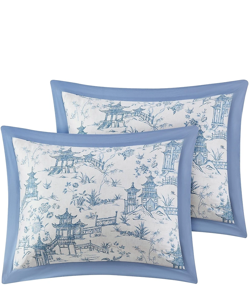 Natori Village Toile Printed Sateen Comforter Mini Set