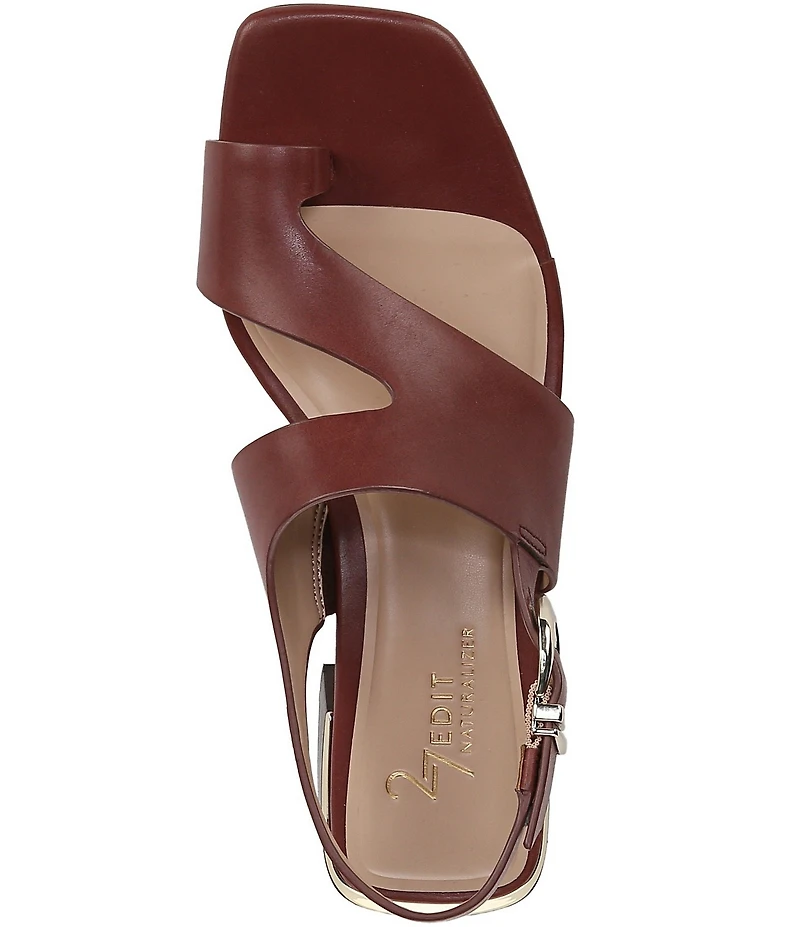 Naturalizer 27 EDIT Audra Leather Toe Loop Stack Heel Sandals
