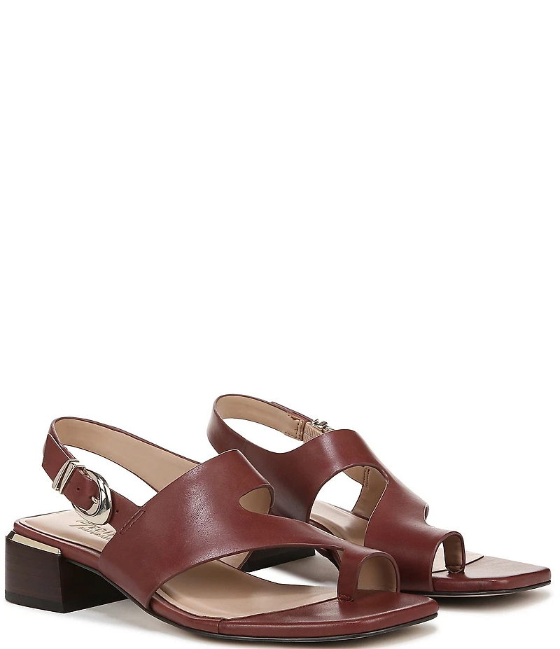 Naturalizer 27 EDIT Audra Leather Toe Loop Stack Heel Sandals