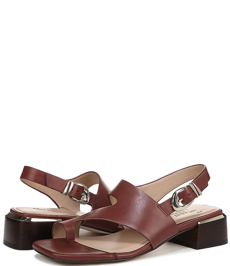 Naturalizer 27 EDIT Audra Leather Toe Loop Stack Heel Sandals