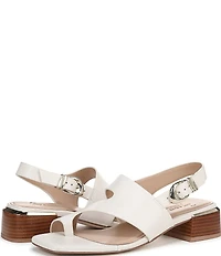 Naturalizer 27 EDIT Audra Leather Toe Loop Stack Heel Sandals