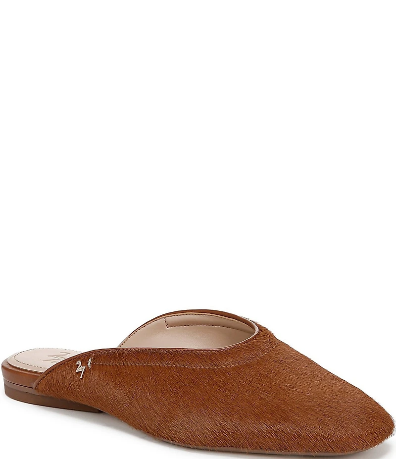 Naturalizer 27 EDIT Carla Brahma Hair Square Toe Flat Mules