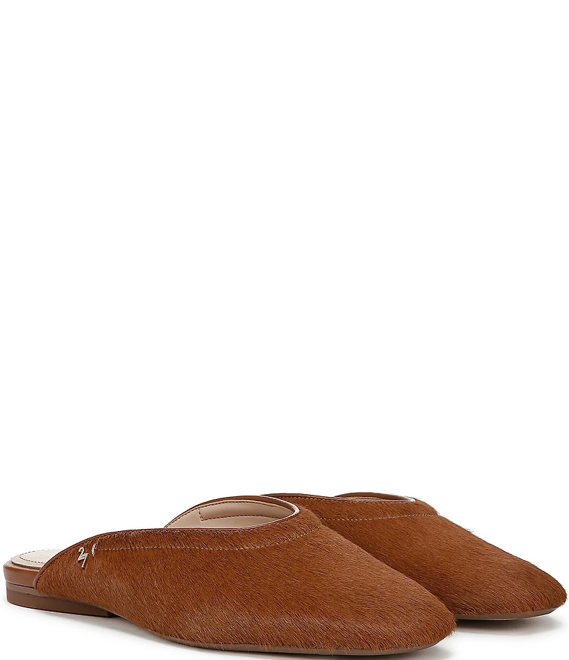 Naturalizer 27 EDIT Carla Brahma Hair Square Toe Flat Mules