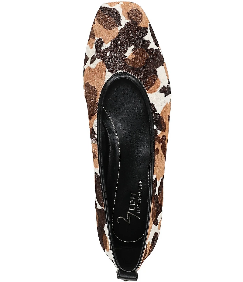 Naturalizer 27 EDIT Carla Cow Print Calf Hair Square Toe Ballet Flats