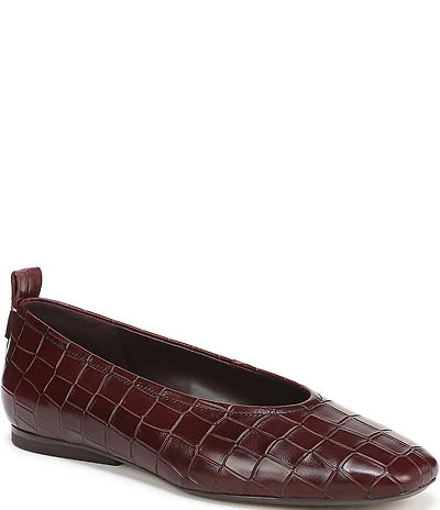 Naturalizer 27 EDIT Carla Croco Embossed Leather Square Toe Casual Ballet Flats