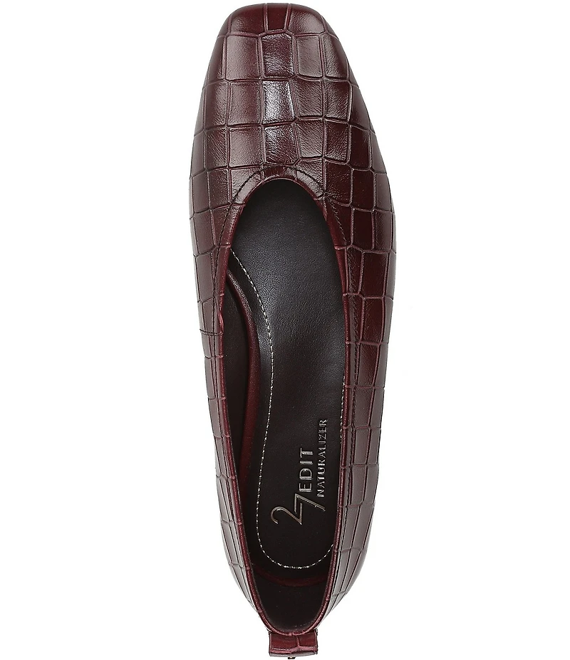Naturalizer 27 EDIT Carla Croco Embossed Leather Square Toe Casual Ballet Flats