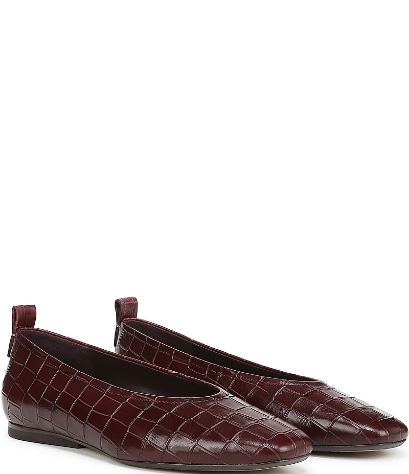 Naturalizer 27 EDIT Carla Croco Embossed Leather Square Toe Casual Ballet Flats