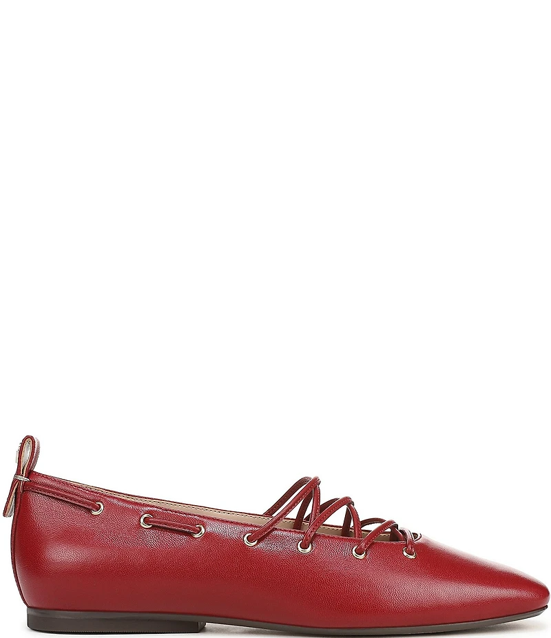 Naturalizer 27 EDIT Carla Ghillie Leather Lace Up Square Toe Casual Ballet Flats