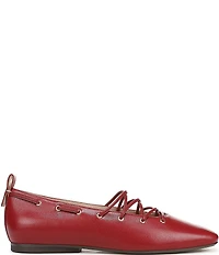 Naturalizer 27 EDIT Carla Ghillie Leather Lace Up Square Toe Casual Ballet Flats