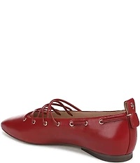 Naturalizer 27 EDIT Carla Ghillie Leather Lace Up Square Toe Casual Ballet Flats