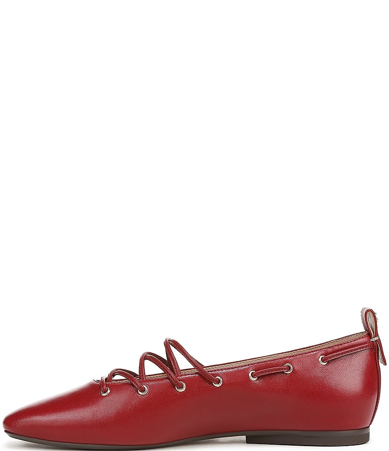 Naturalizer 27 EDIT Carla Ghillie Leather Lace Up Square Toe Casual Ballet Flats