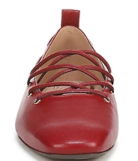 Naturalizer 27 EDIT Carla Ghillie Leather Lace Up Square Toe Casual Ballet Flats