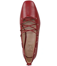 Naturalizer 27 EDIT Carla Ghillie Leather Lace Up Square Toe Casual Ballet Flats