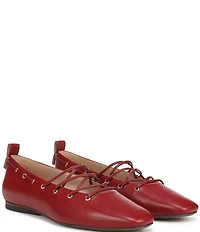 Naturalizer 27 EDIT Carla Ghillie Leather Lace Up Square Toe Casual Ballet Flats