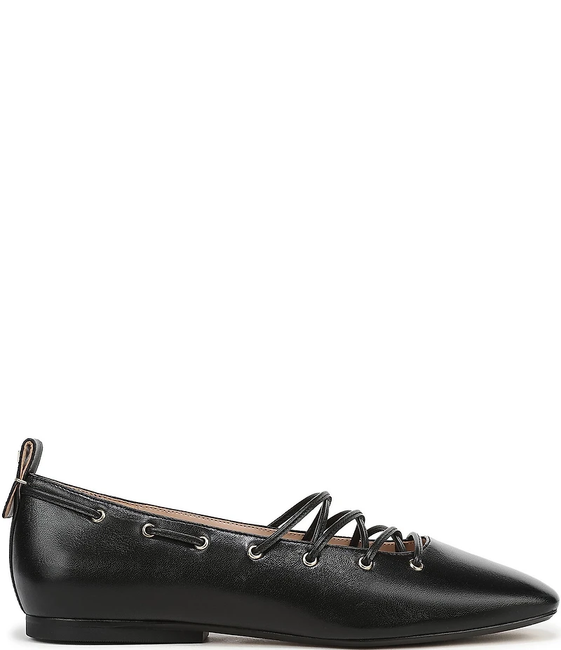 Naturalizer 27 EDIT Carla Ghillie Leather Lace Up Square Toe Casual Ballet Flats