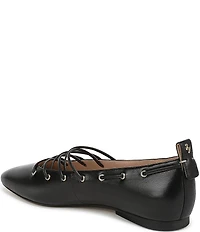 Naturalizer 27 EDIT Carla Ghillie Leather Lace Up Square Toe Casual Ballet Flats