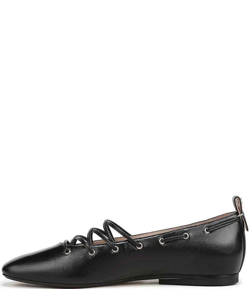 Naturalizer 27 EDIT Carla Ghillie Leather Lace Up Square Toe Casual Ballet Flats