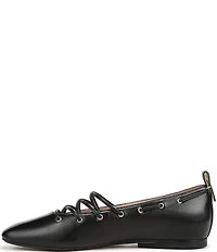 Naturalizer 27 EDIT Carla Ghillie Leather Lace Up Square Toe Casual Ballet Flats