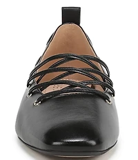 Naturalizer 27 EDIT Carla Ghillie Leather Lace Up Square Toe Casual Ballet Flats