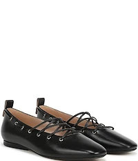 Naturalizer 27 EDIT Carla Ghillie Leather Lace Up Square Toe Casual Ballet Flats