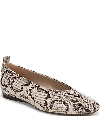 Naturalizer 27 EDIT Carla Snake Skin Leather Square Toe Ballet Flats