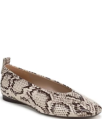 Naturalizer 27 EDIT Carla Snake Skin Leather Square Toe Ballet Flats