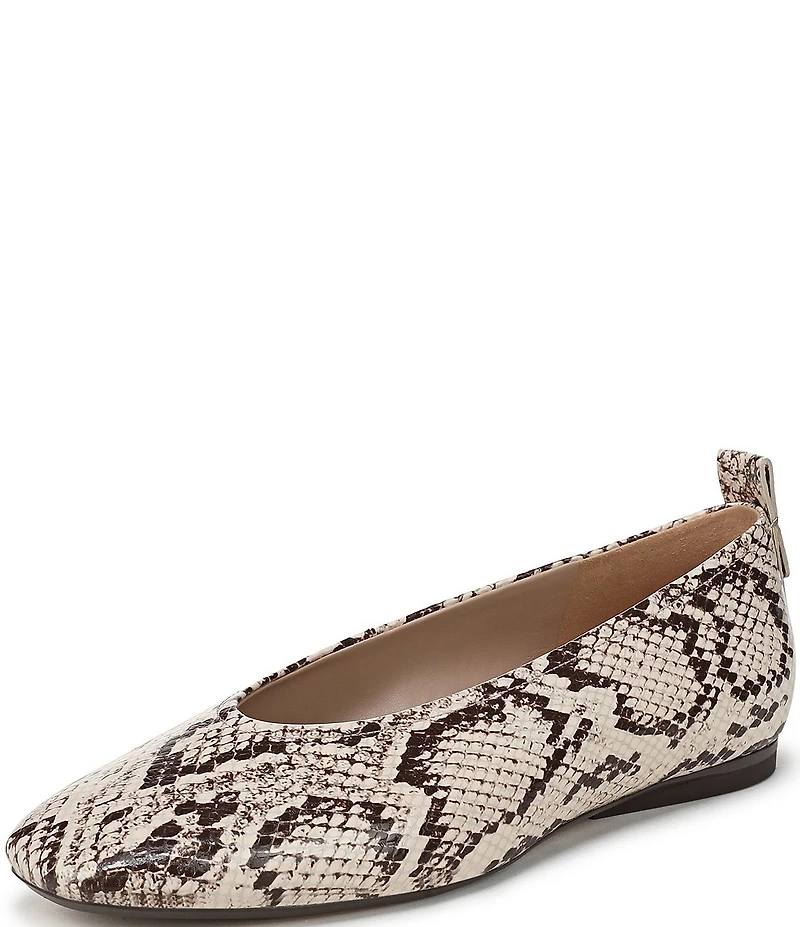 Naturalizer 27 EDIT Carla Snake Skin Leather Square Toe Ballet Flats
