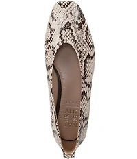 Naturalizer 27 EDIT Carla Snake Skin Leather Square Toe Ballet Flats