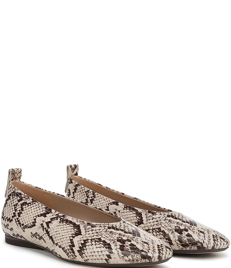 Naturalizer 27 EDIT Carla Snake Skin Leather Square Toe Ballet Flats