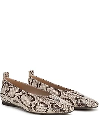 Naturalizer 27 EDIT Carla Snake Skin Leather Square Toe Ballet Flats