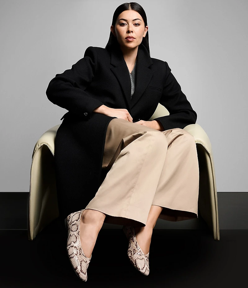 Naturalizer 27 EDIT Carla Snake Skin Leather Square Toe Ballet Flats